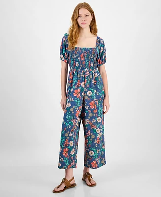 Tommy Hilfiger Women's Square-Neck Smocked Jumpsuit