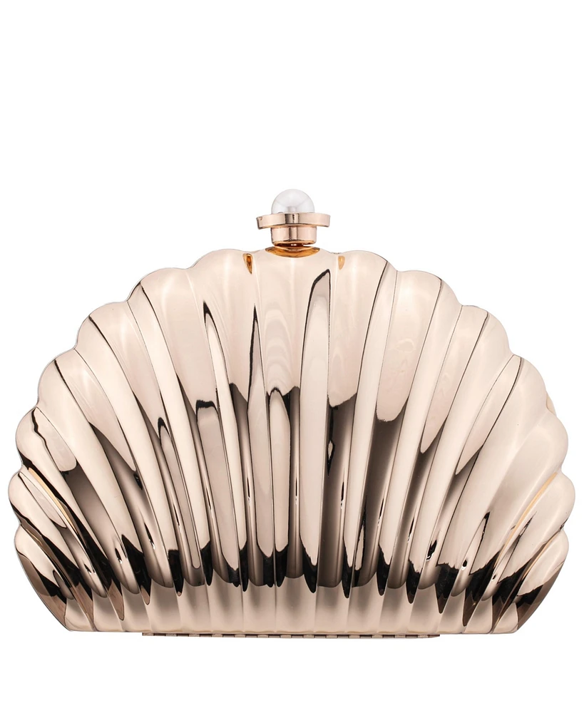 Nina Seashell Metal Minaudiere Clutch
