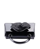 Nina Crystal Flower Embellished Patent Satchel Bag