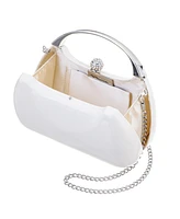 Nina Patent Minaudiere with Metal Handle Clutch