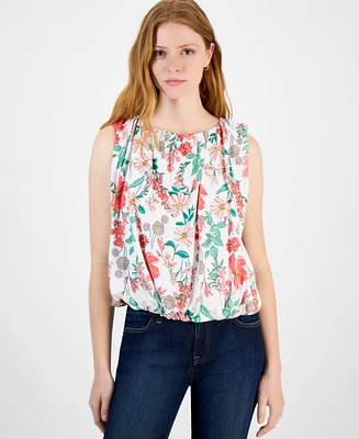 Tommy Hilfiger Women's Floral Sleeveless Bubble-Hem Top