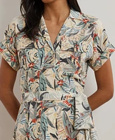 Lauren Ralph Women's Print Belted Crepe Camp Shirtdress, Regular & Petite