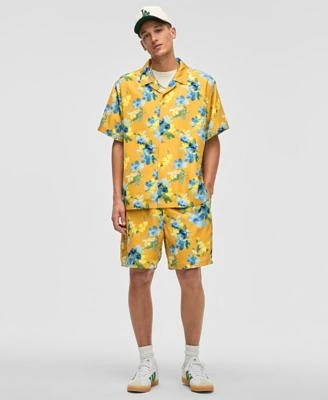 Mode Of One Mens Blurred Floral Relaxed Fit Shiny Twill Camp Shirt Relaxed Fit 6 1 2 Shiny Twill Shorts Exclusively At Macys