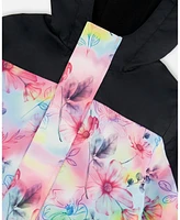 Deux par Big Girls Printed Mid-Season One-Piece Outerwear Butterflies On Multicolored Black Background