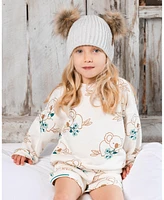 Deux par Big Girls Printed French Terry Sweatshirt Off-White And Koala