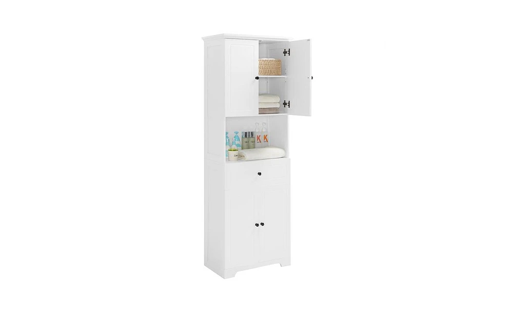 Tall Bathroom Cabinet with Four Doors for Ample Storage and Space Efficiency