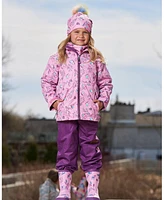 Deux par Deux Toddler Girls 3-In-1 Mid-Season Outerwear Set With Printed Jacket Lilac And Multicolored Butterfly - Toddler|Child