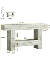 Tribesigns 63-Inch Long Console Table, Farmhouse Entryway Table with Storage, Rustic Wood Sofa Table Behind Couch Table for Living Room, Foyer, Hallwa