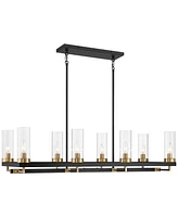 Gregory 39 1/4" Mid Century Modern Chandelier Ceiling Light Fixture Dining Room Over Table Kitchen Island Foyer Hanging Linear 8-Light Black Gold Fini