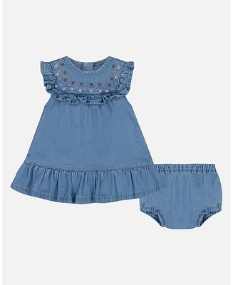 Deux par Baby Girls Light Soft Denim Dress And Bloomer Set