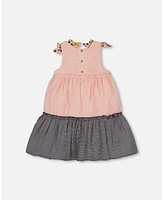 Deux par Toddler Girls Tiered Dress With Bows Pink And Black - Toddler|Child