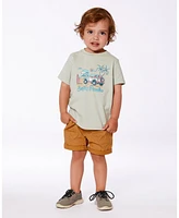 Deux par Deux Baby Boys Short Sleeve Organic Cotton Graphic Tee Sage And Multi