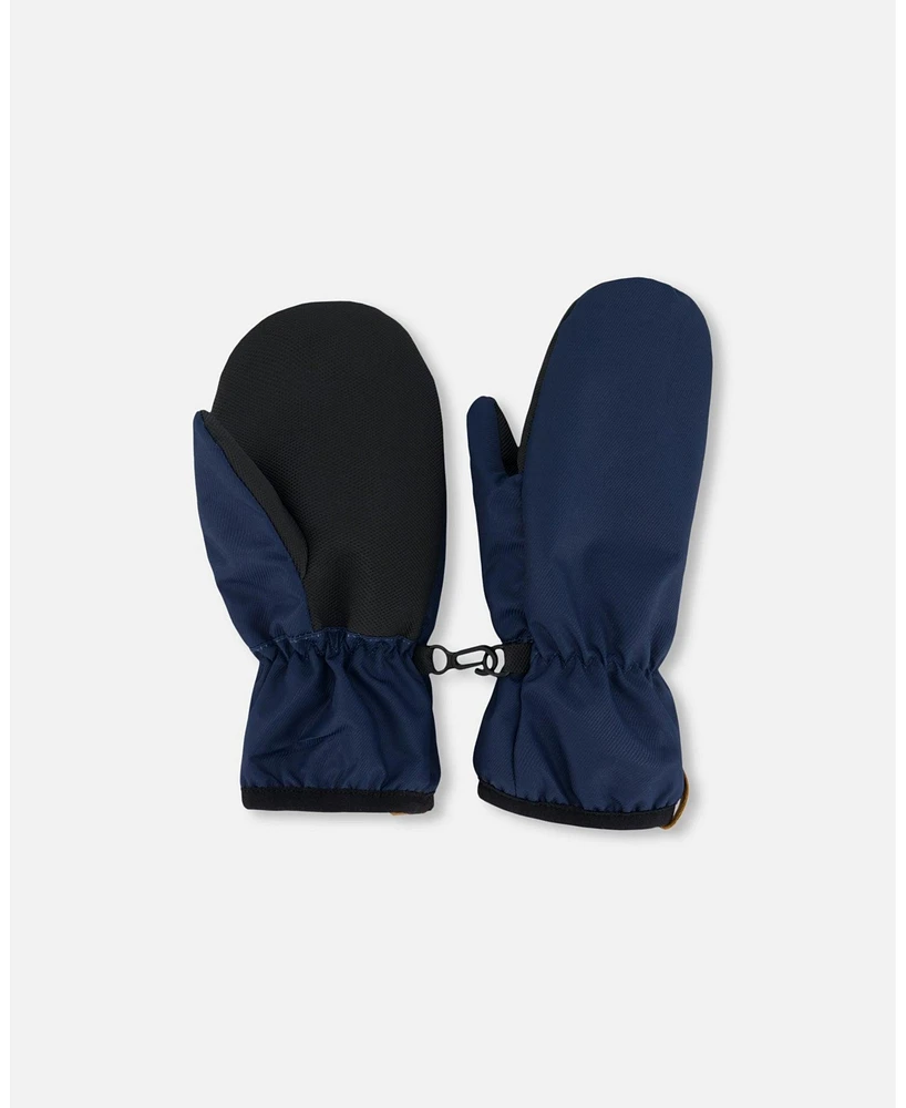 Deux par Deux Baby Unisex Mid-Season Mittens Navy Blue - Infant