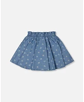 Deux par Toddler Girls Printed Chambray Skort Blue And White Cherries - Toddler|Child