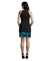 Tadashi Shoji Selena Neoprene Sequin-Fringe Mini Dress