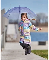 Deux par Toddler Girls Printed Rain Coat With Hat Mauve Blue And Yellow Glitter Gradient - Toddler|Child