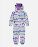 Deux par Kids Unisex Printed Mid-Season One-Piece Outerwear Mauve And Blue, Pink Mountain - Toddler|Child