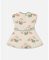 Deux par Toddler Girls Printed French Terry Dress Off-White And Koala - Toddler|Child