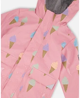 Deux par Big Girls Pink Raincoat With Cones That Change Color Upon Contact Water