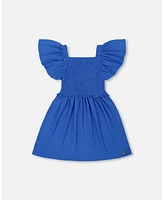 Deux par Big Girls Textured Smocked Dress Royal Blue