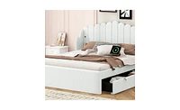 Upholstered Platform Bed with 4 Drawers and 2 Usb