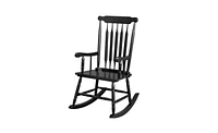 Patio Rocking Chair Solid Wood, Outdoor Porch Rocker with Wooden Frame