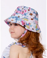 Deux par Baby Girls Printed Beach Sun Hat White, Pink, And Green Flowers