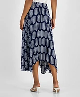 T Tahari Women's Printed Asymmetrical Maxi Skirt