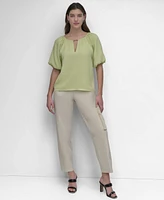 Dkny Women's Round-Neck Puff-Sleeve Blouse