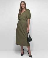 Dkny Womens Bungee Sleeve Top Zip Front Midi Skirt