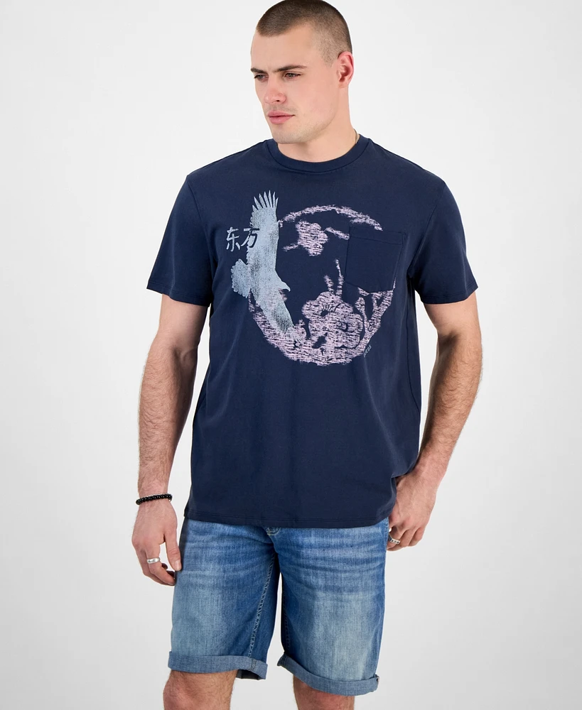 Guess Men's Cherry Blossom Eagle Regular-Fit Graphic T-Shirt