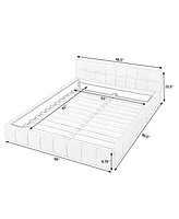 Modern Platform Bed with Soft Chenille Upholstery and Thick Fabric