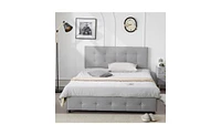 Upholstered Platform Storage Bed Frame with 4 Drawers Space-Saving Bedroom Organization Solution