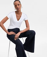 I.n.c. International Concepts Women's Drapy Ribbed V-Neck Top, Exclusively at Macy's