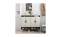 Shoe Cabinet with 4 Doors Large Modern Shoe Storage Organizer Cabinet with Adjustable Shelves for Entryway Shoe Rack Cabinet for Closet