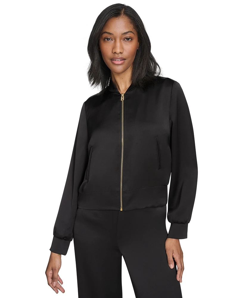 Halston Women's Band-Collar Zip-Front Jacket