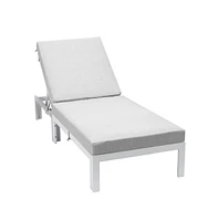 Chelsea Modern Outdoor White Chaise Lounge Chair With Cushions