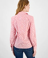 Tommy Hilfiger Women's Floral Gingham Cotton Shirt