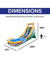 Herokiddo T-Rex 18' Water Slide with Detachable Pool & Air Blower, Tall Seating Height, Commercial Grade, 100% Pvc Vinyl, Summer Fun, Outdoor Play, Bl