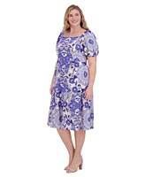 Vince Camuto Plus Floral-Print Square-Neck Dress