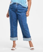 On 34th Trendy Plus High-Rise Cuffed Straight-Leg Jeans, Exclusively at Macy's