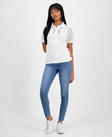 Nautica Jeans Women's Crochet Cotton Polo Shirt