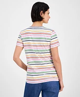 Nautica Jeans Women's Striped V-Neck T-Shirt