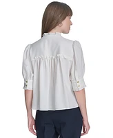 Tommy Hilfiger Women's Ruffle-Trim Button-Front Blouse