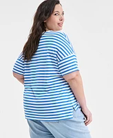 On 34th Trendy Plus Size Striped Easy T-Shirt, Exclusively at Macy's