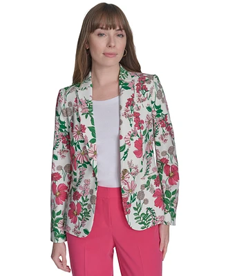 Tommy Hilfiger Women's Floral-Print Long-Sleeve Blazer