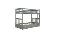 Space-Saving Bunk Bed with Ladders and Built-In Storage Drawers for Kids or Guest Rooms