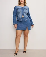 Good American Women's Denim Thigh-Slit Mini Skirt