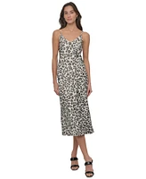 Dkny Jeans Women's Animal-Print Washed Satin Slipdress