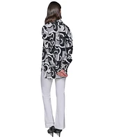 Karl Lagerfeld Paris Women's Printed Oversized Button-Front Top